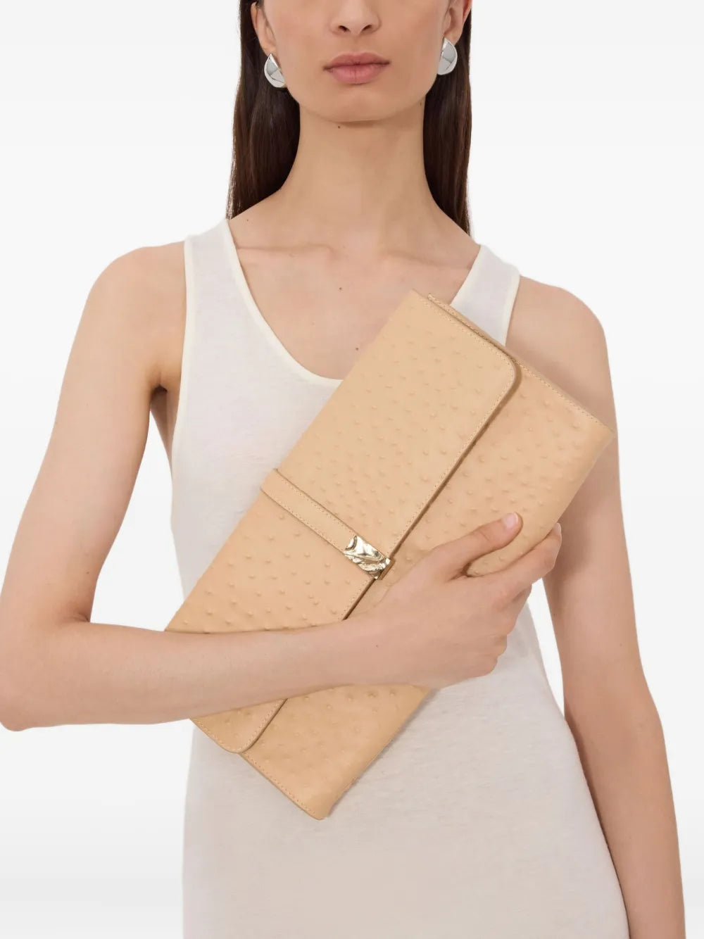 MOHINI ostrich-effect leather clutch bag