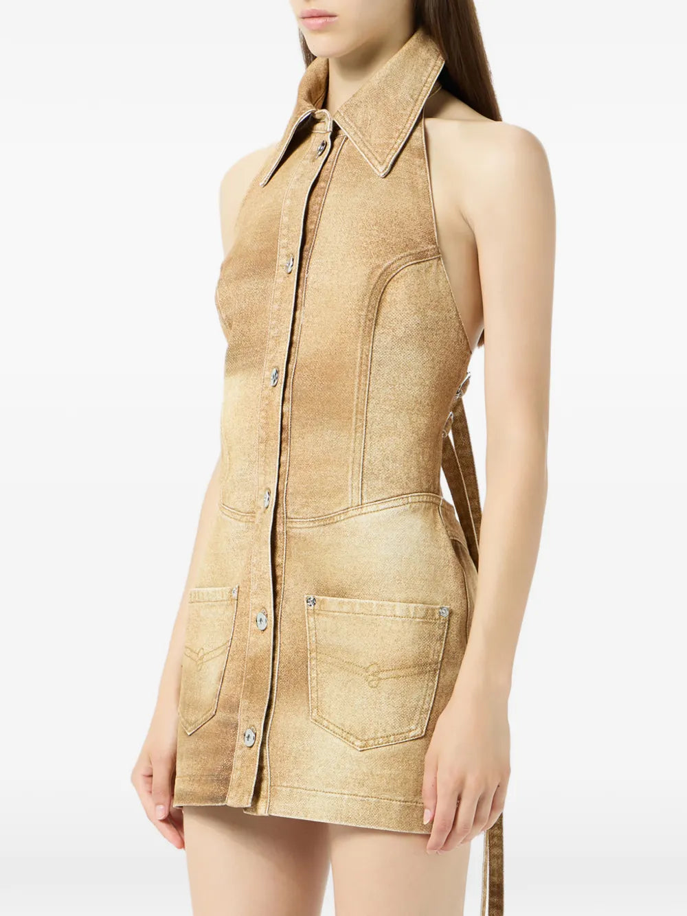 buttoned print mini dress