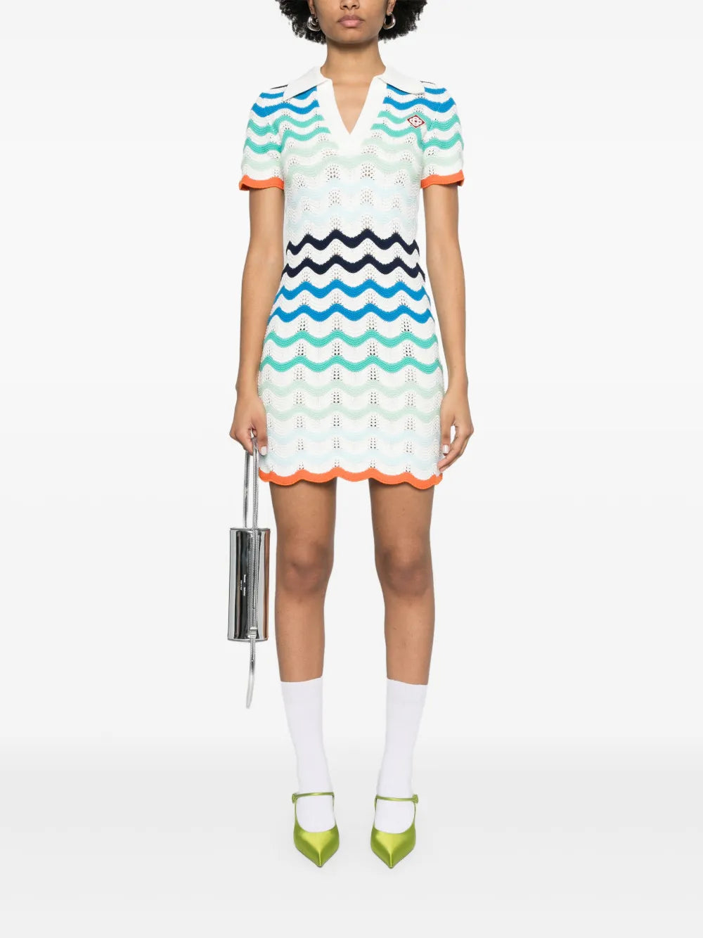 wavy-crochet mini dress