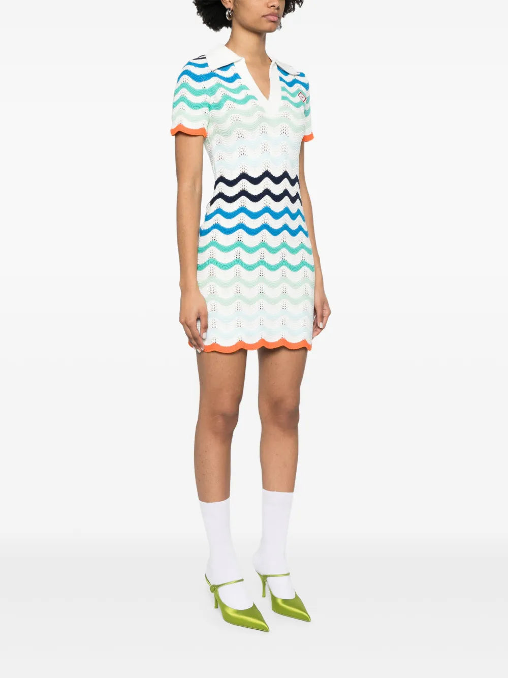 wavy-crochet mini dress