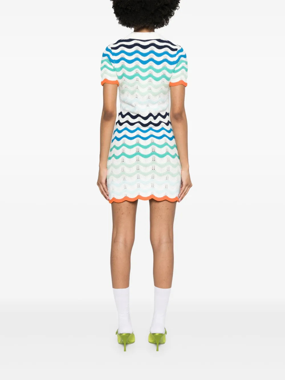 wavy-crochet mini dress