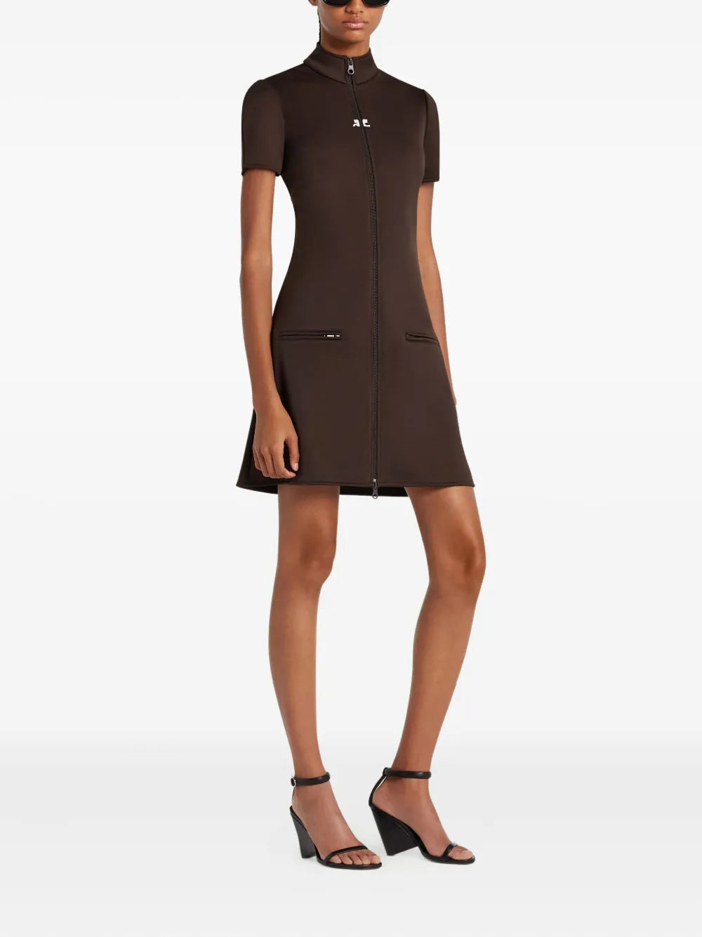 zip-up short-sleeve dress