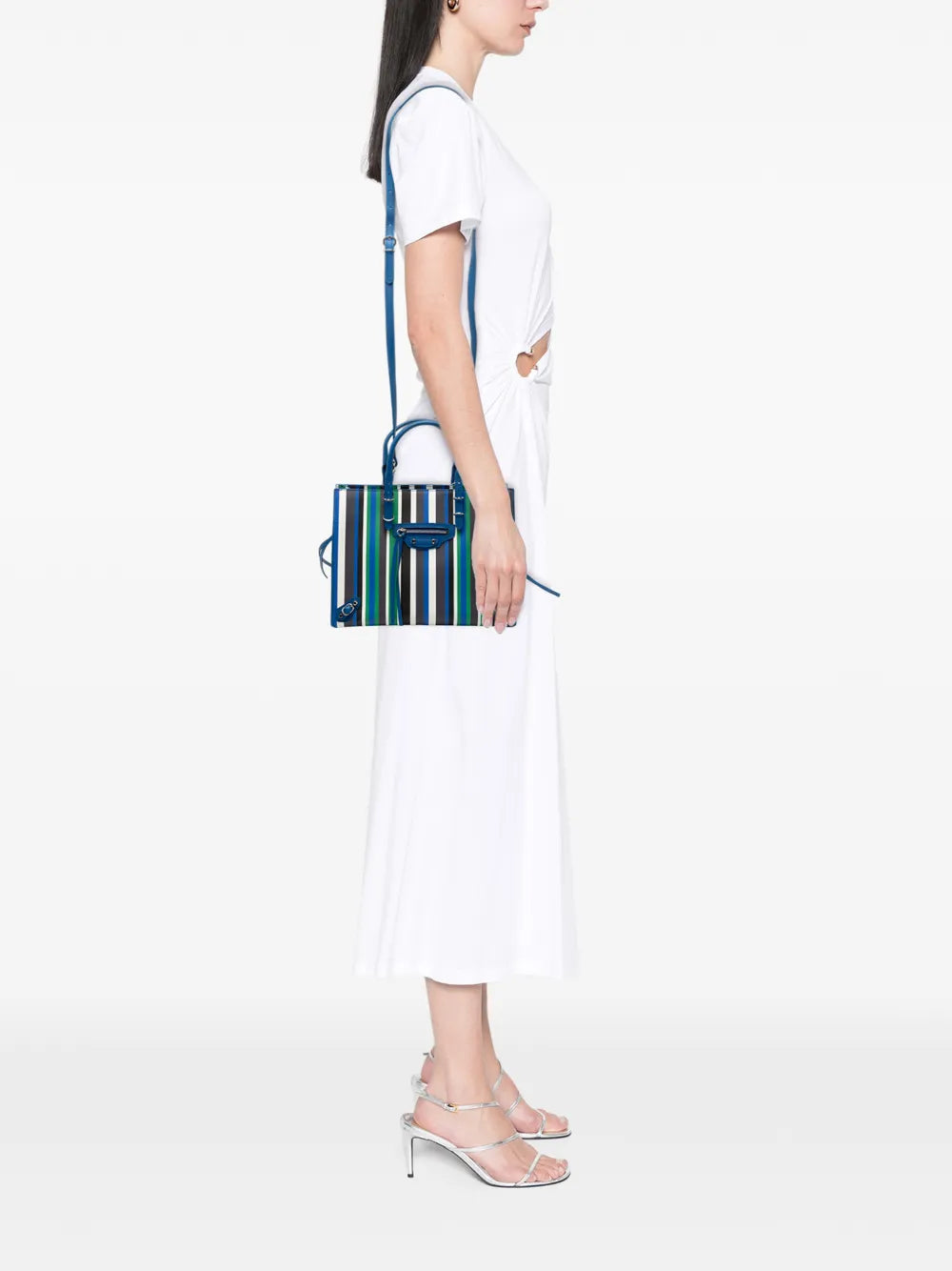 2017 Mini Leather Striped Papier A6 Zip Around satchel