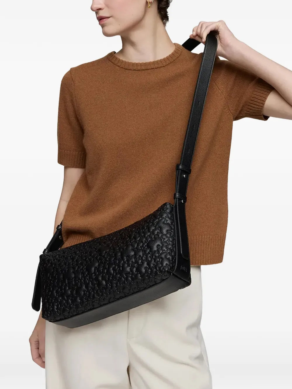bear-embossed cross body bag