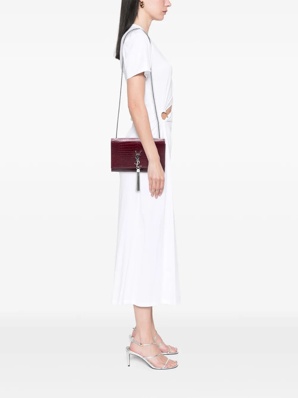 2016 Medium Croc Embossed Leather Monogram Kate Tassel crossbody bag