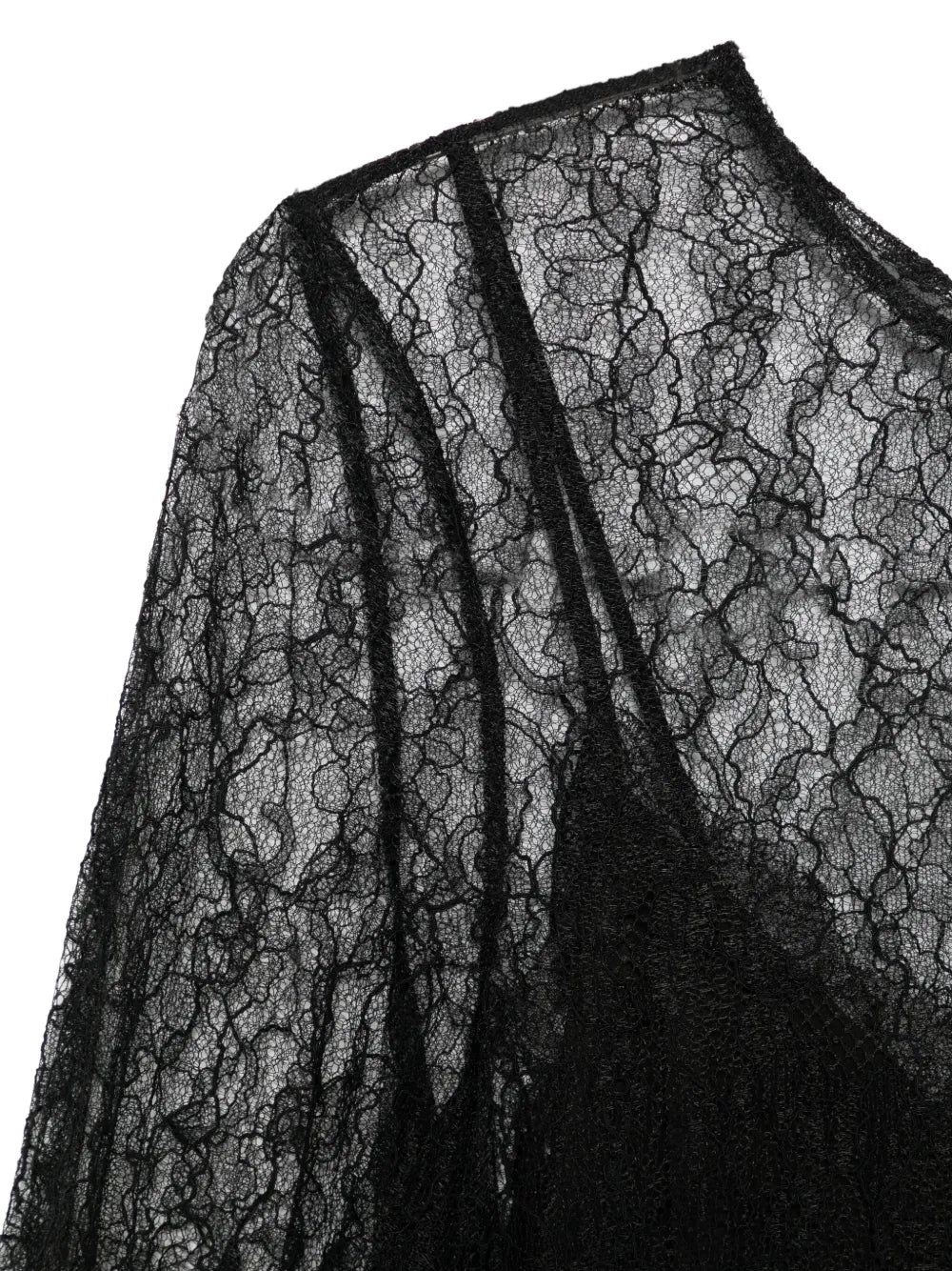 lace-overlay long-sleeved dress