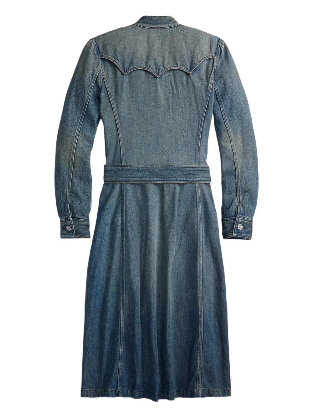 buttoned belted denim dress