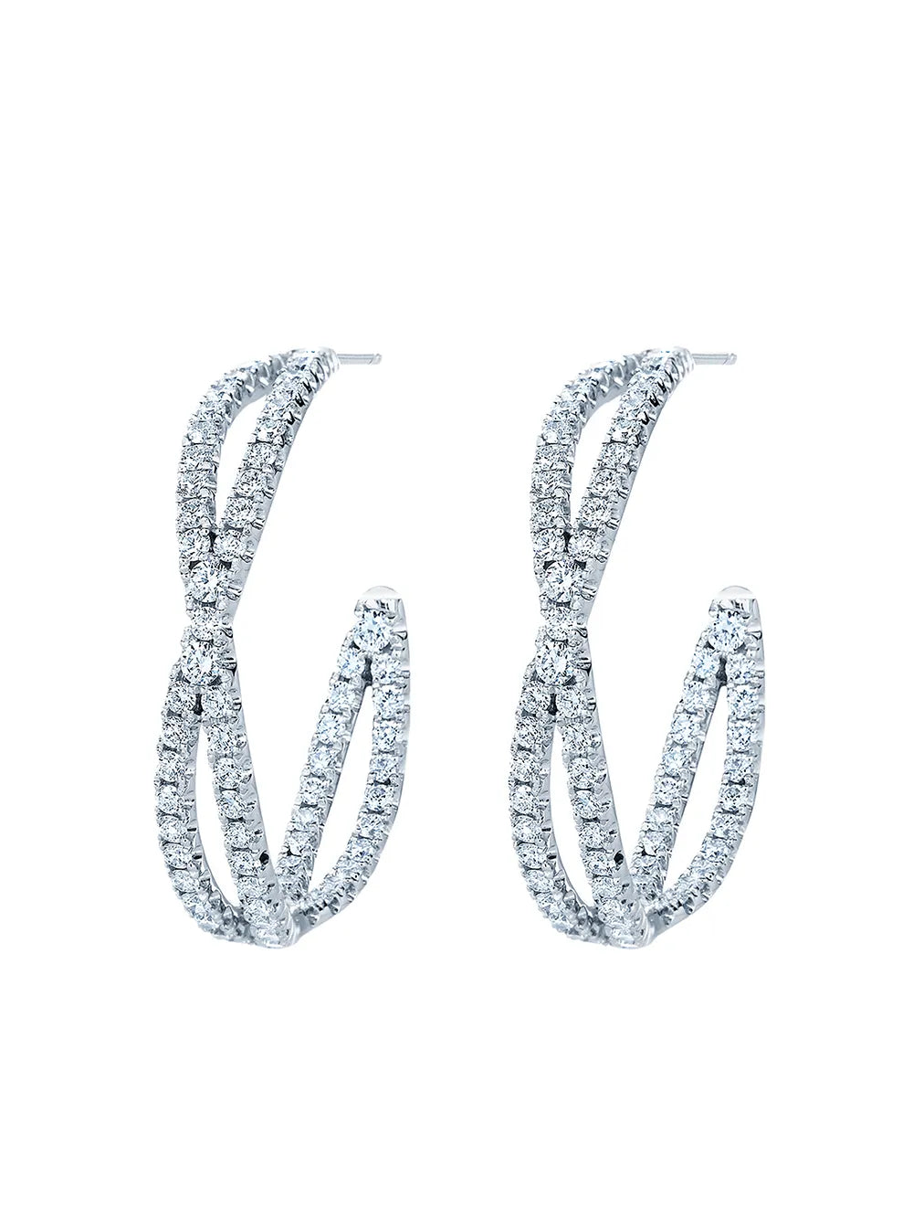 18kt white gold diamond Fidelity petite hoop earrings