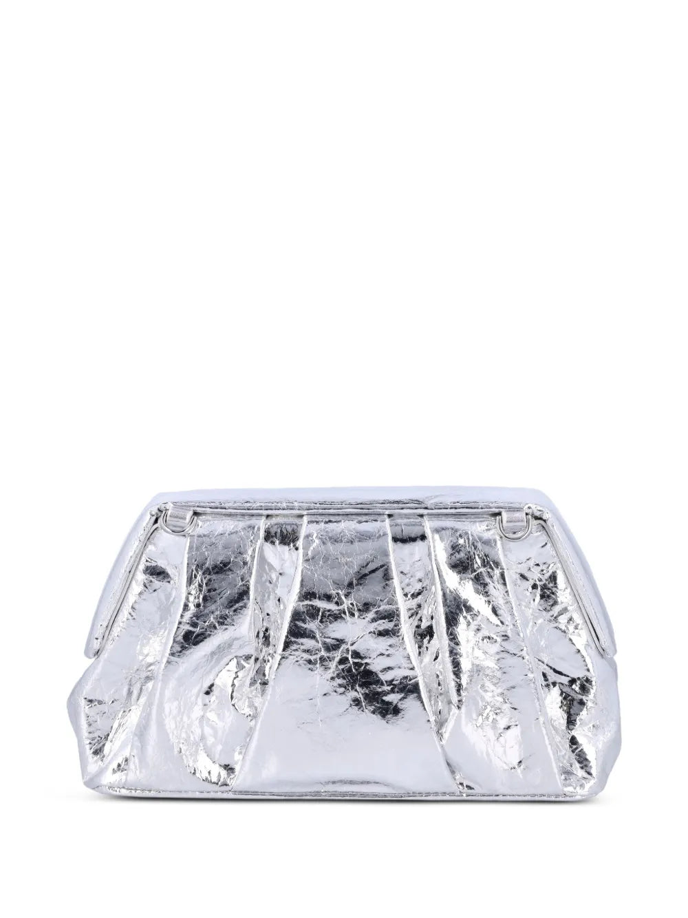Afrodite pleated metallic-effect clutch bag