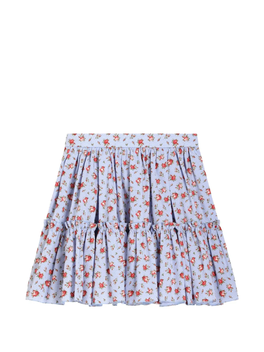 floral-pattern ruffled skirt
