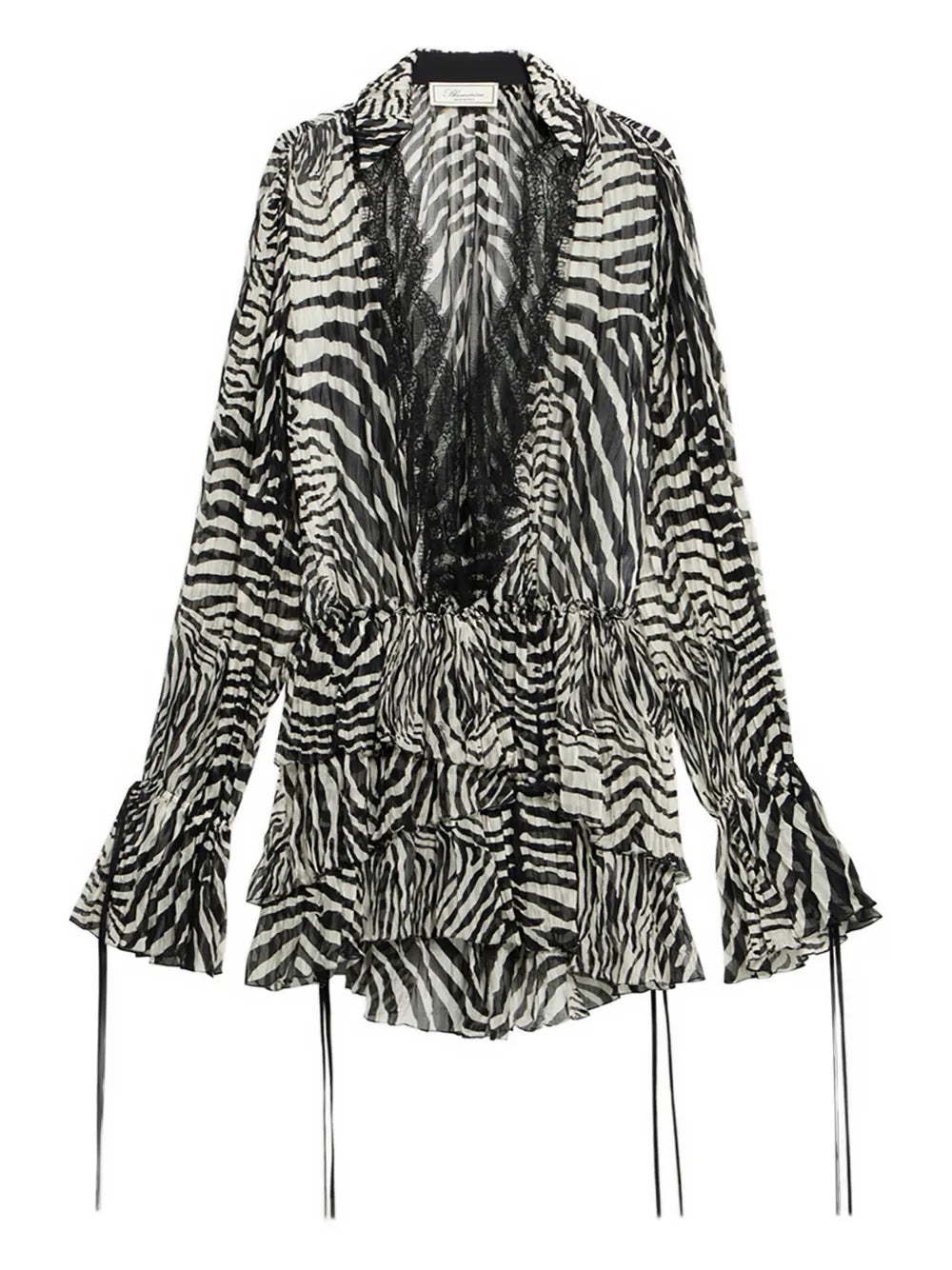 lace-trim zebra-print mini dress