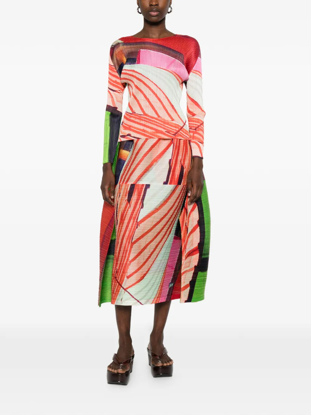 panelled pleated skirt