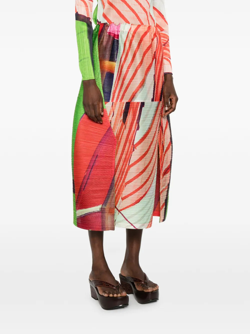 panelled pleated skirt