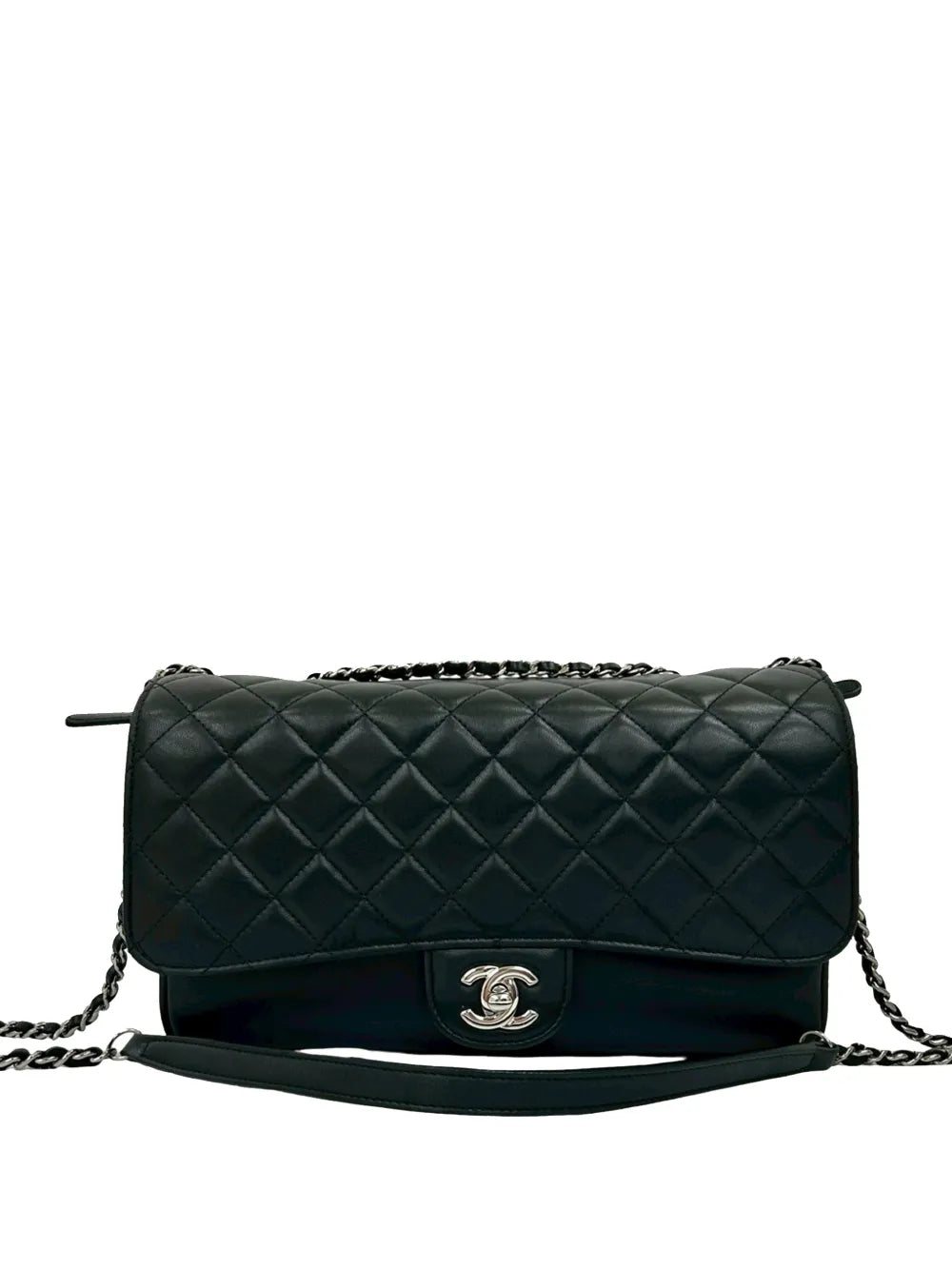2012 Quilted Lambskin Clams Pocket Accordion Flap crossbody bag