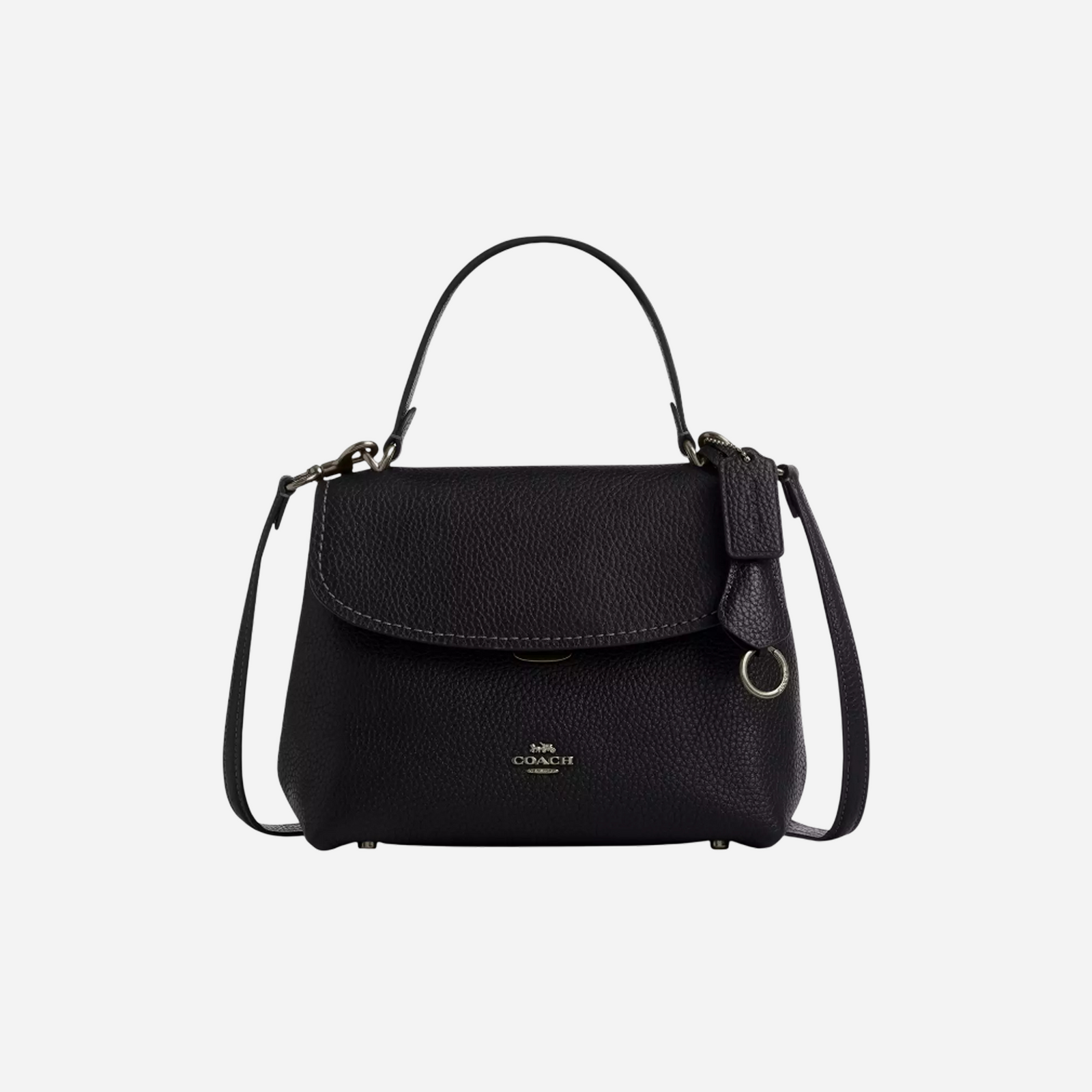 COACH Emory Top Handle Bag pebbled leather Gunmetal Black