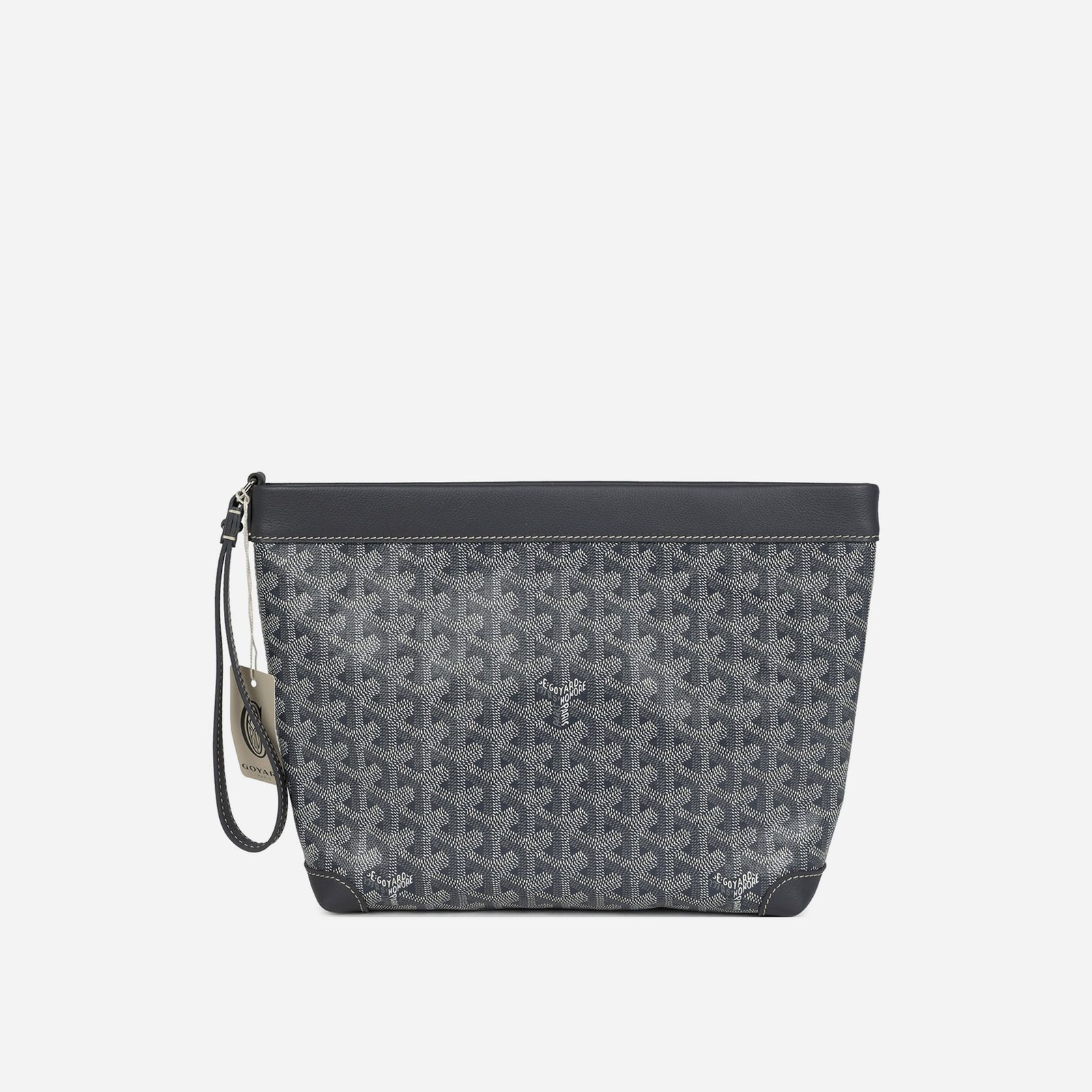 Goyard Goyardine Canvas Grey Conti Pouch Palladium Hardware