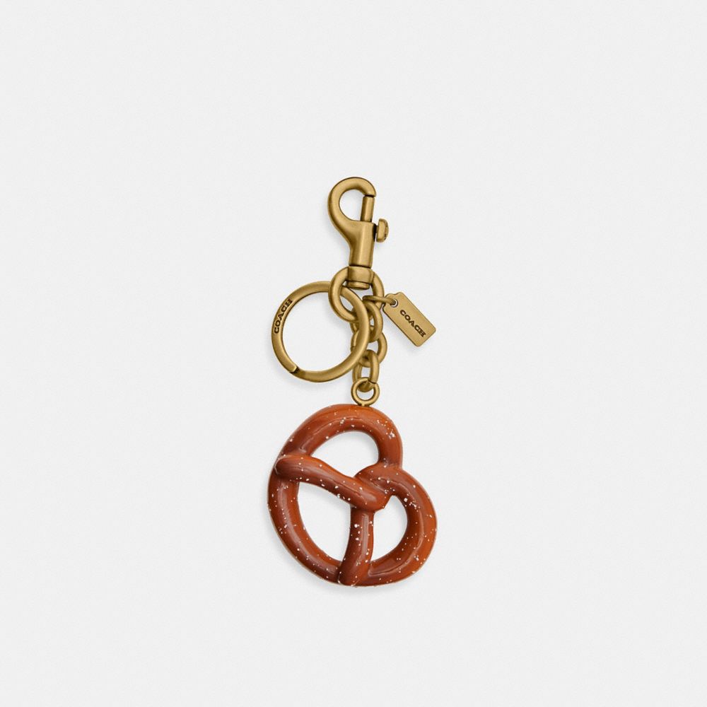 Coach Small Pretzel Bag Charm Brass Multi