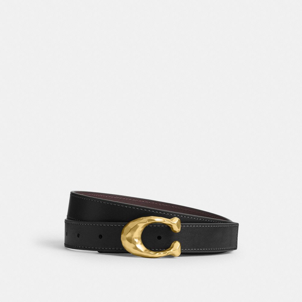 Coach C Hardware Reversible Belt, 25 Mm Brass Black Oxblood
