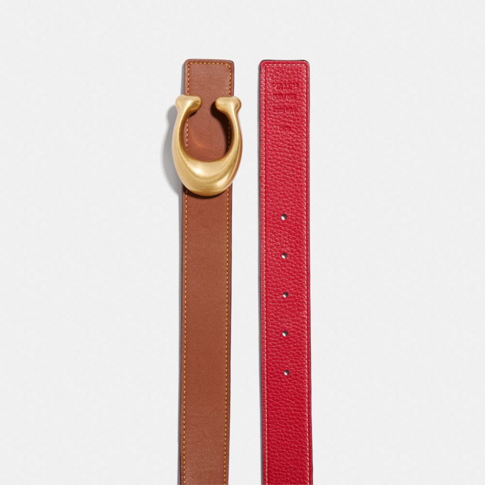 Coach C Hardware Reversible Belt, 32 Mm Brass Red 1941 Saddle