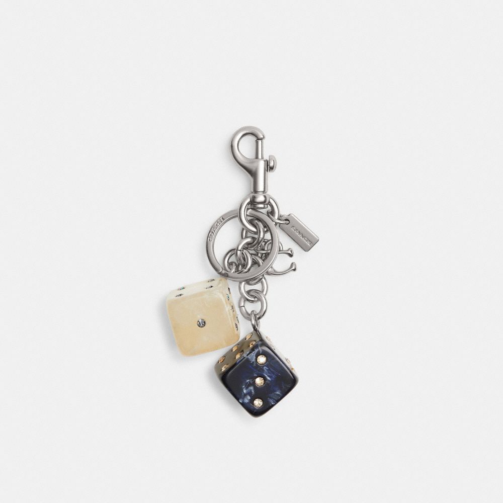 Coach Dice Bag Charm Light Antique Gold Silver Black Multi