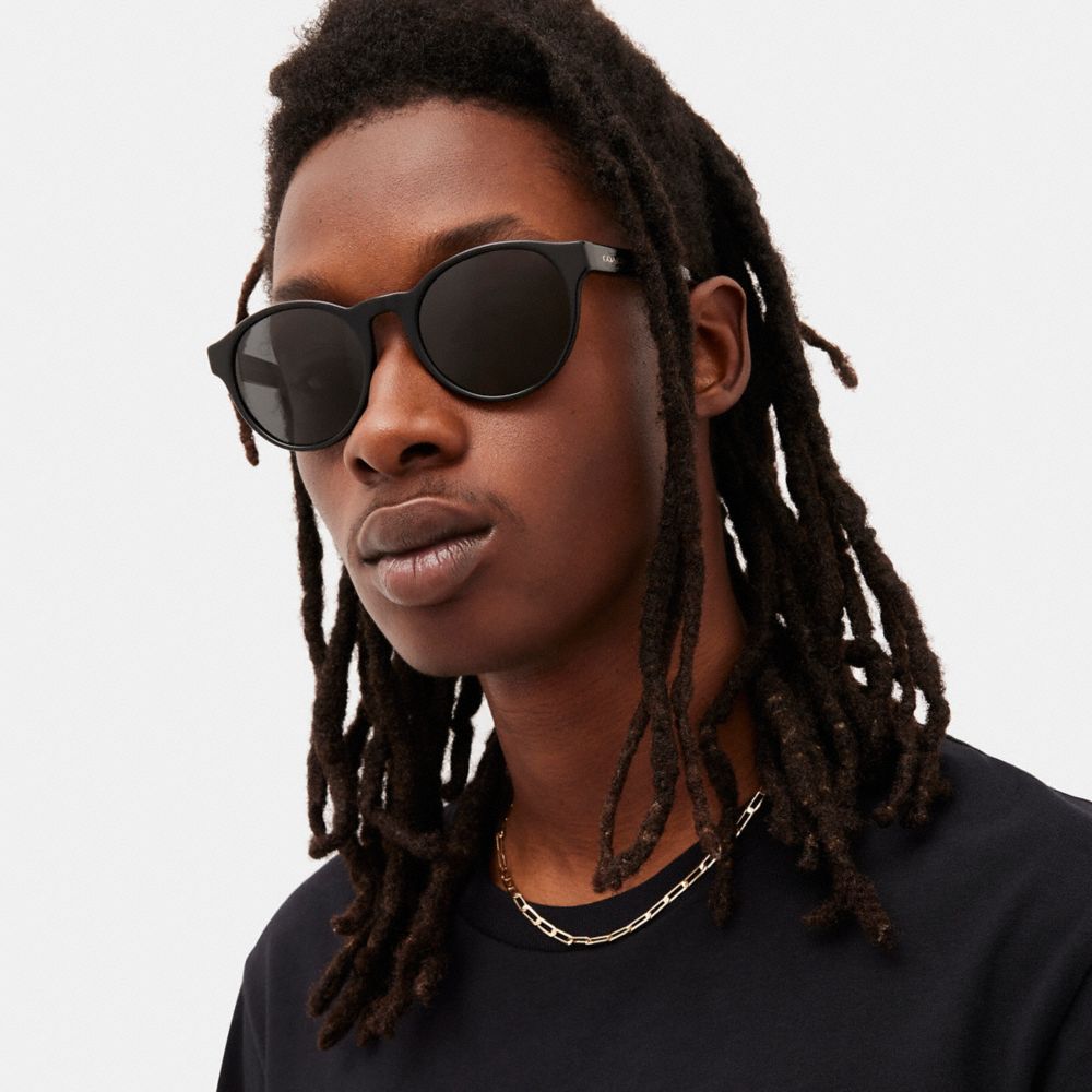 Coach Wythe Round Sunglasses Black
