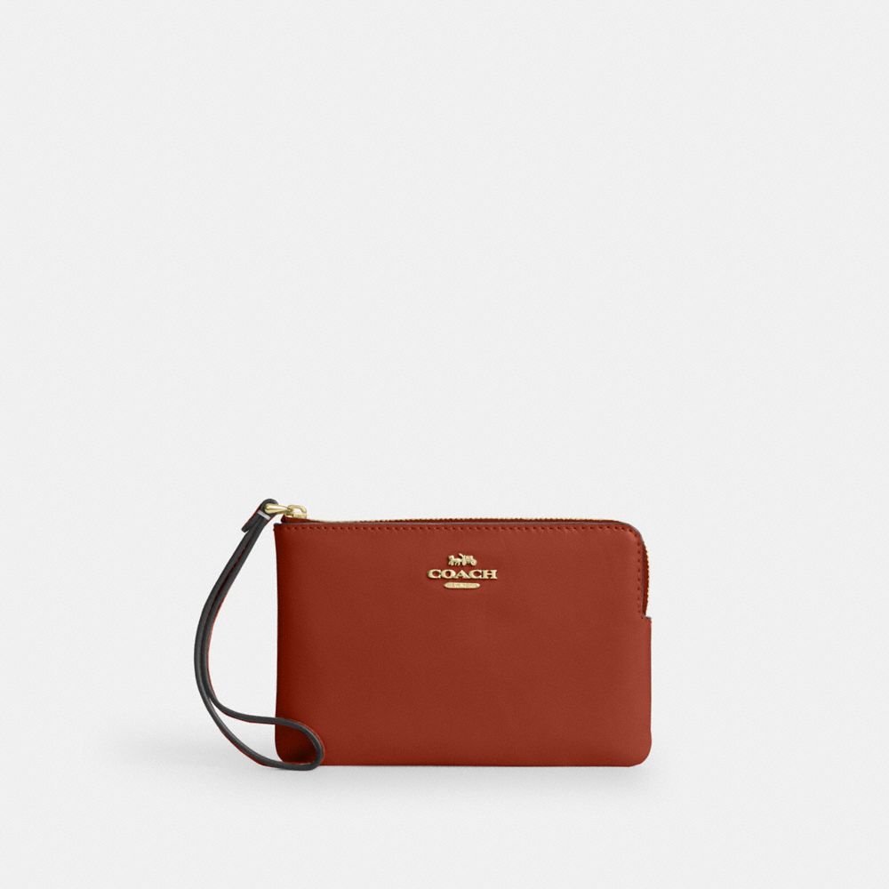 Coach Corner Zip Wristlet Im Cinnamon
