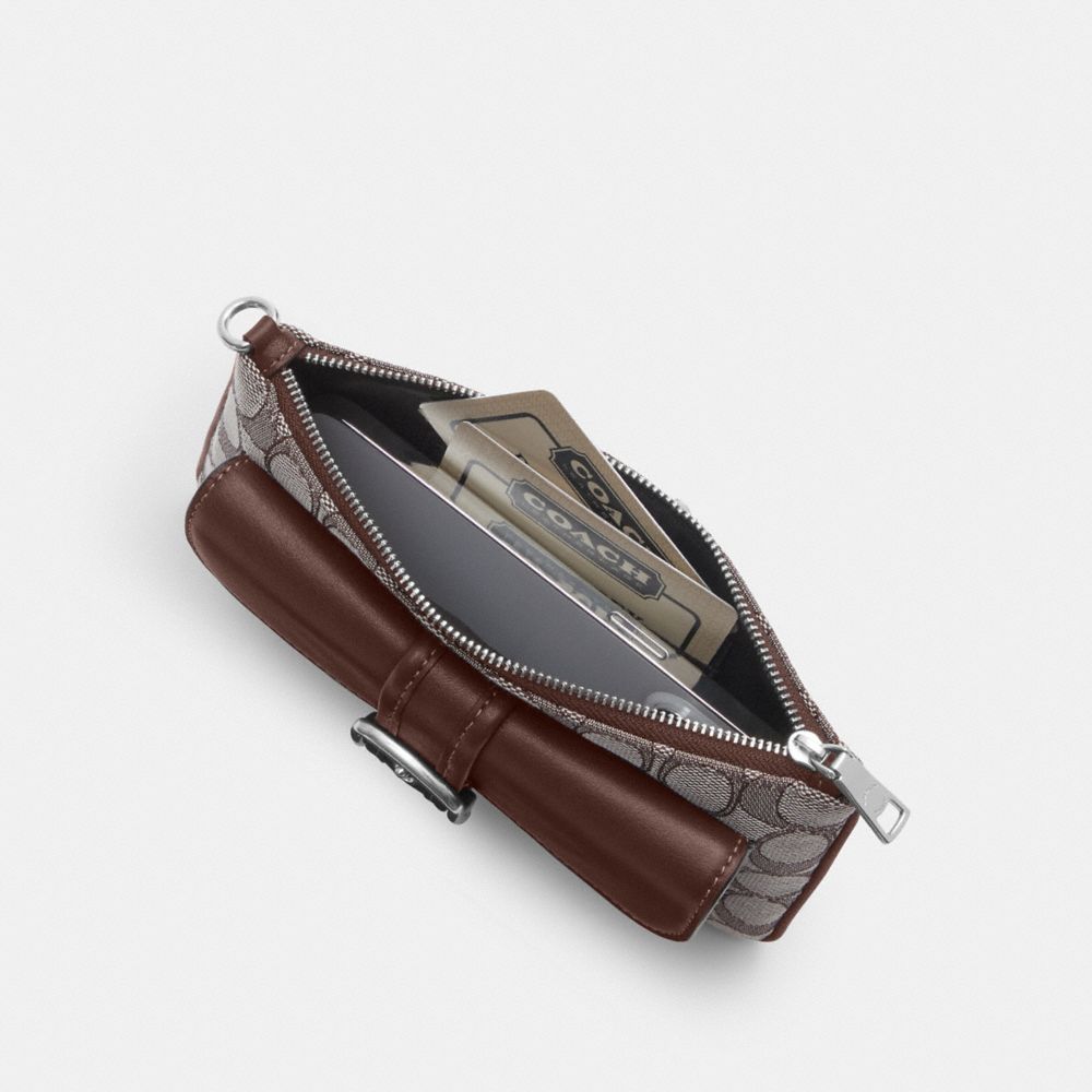 Coach Ashton Wristlet In Signature Jacquard Silver Oak Maple