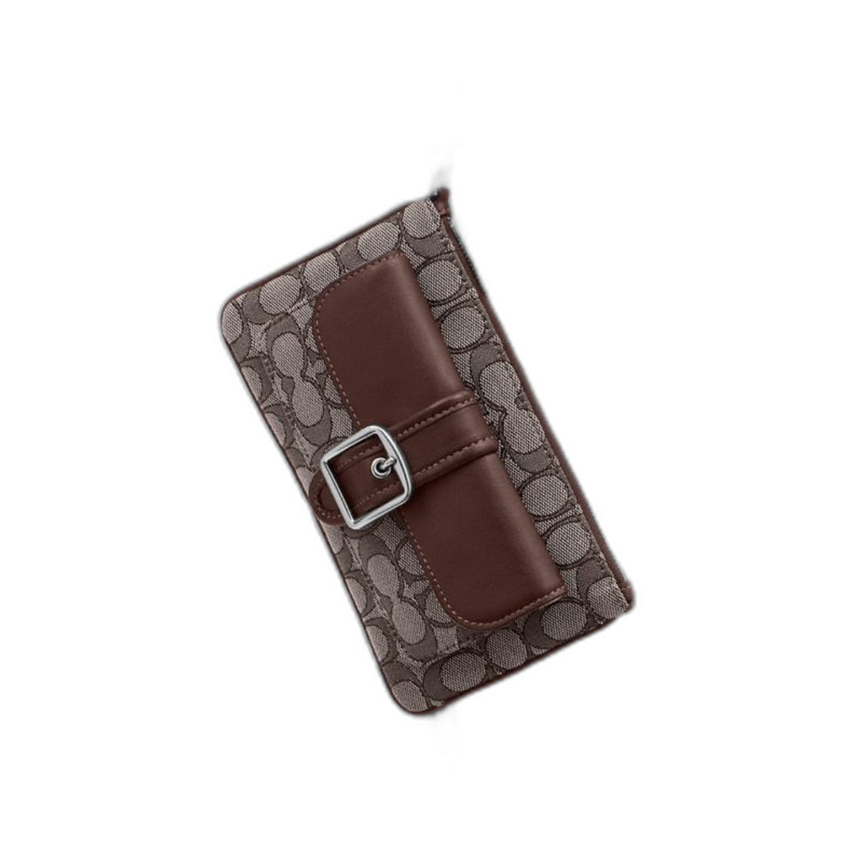 Coach Ashton Wristlet In Signature Jacquard Silver Oak Maple