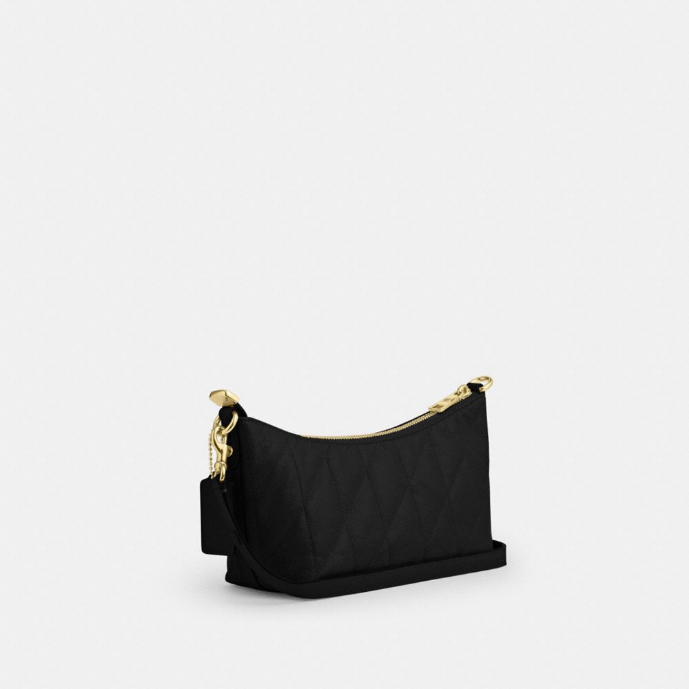 Coach Caitlin Shoulder Bag With Quilting Gold Black