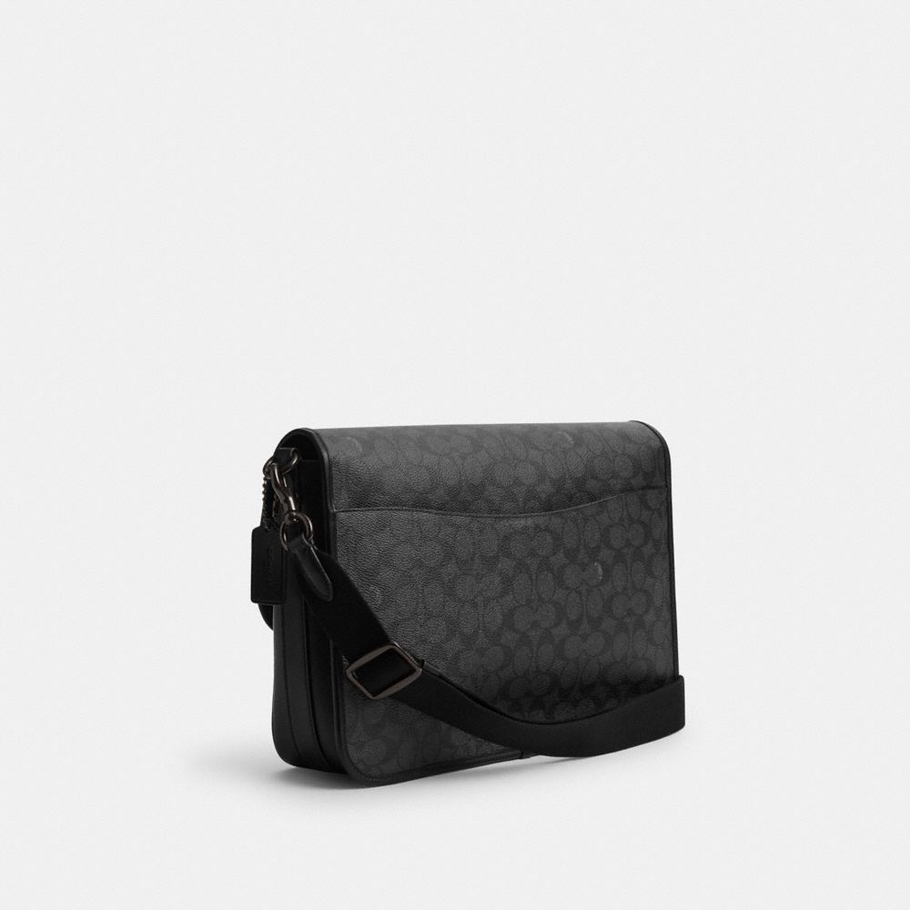 Coach Hitch Messenger Bag In Signature Canvas Charcoal