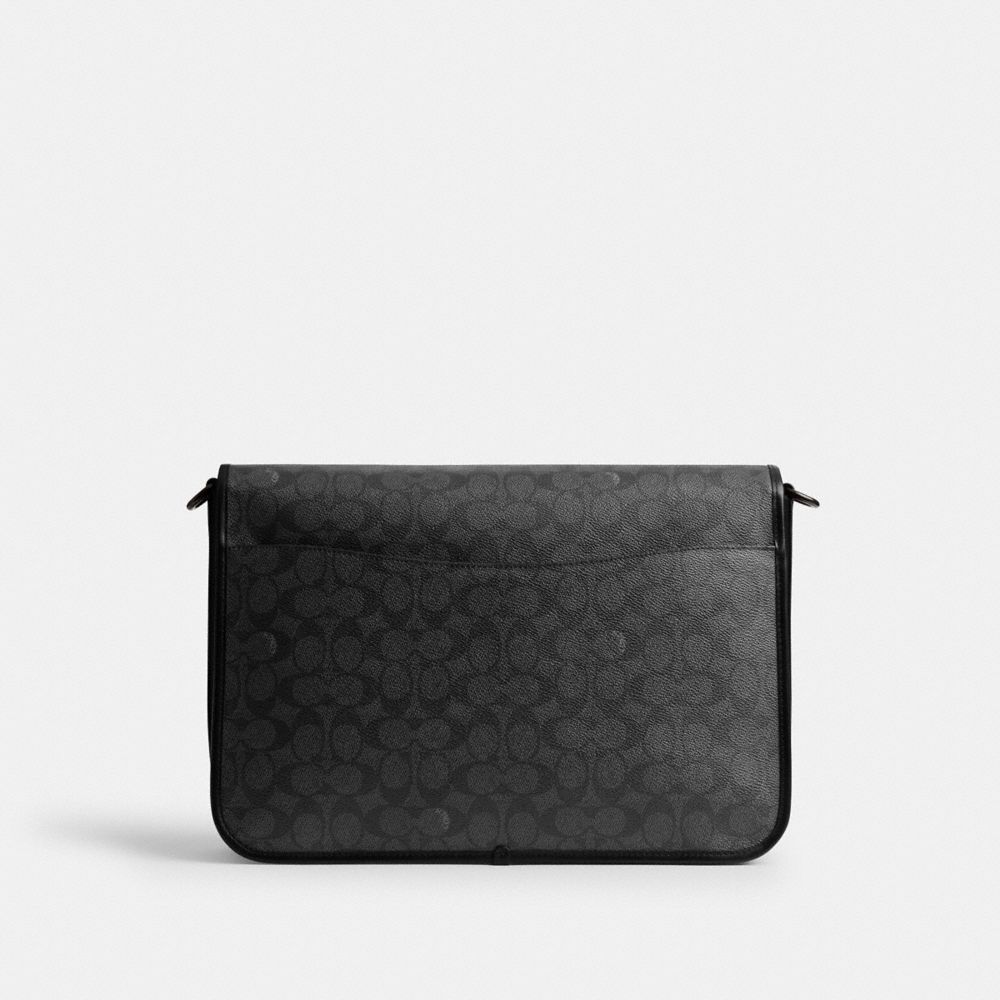 Coach Hitch Messenger Bag In Signature Canvas Charcoal