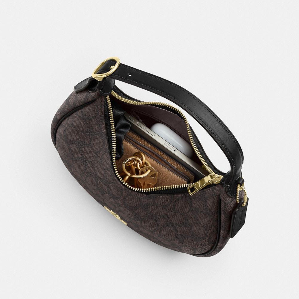 Coach Emily Shoulder Bag In Signature Canvas Gold Walnut Black