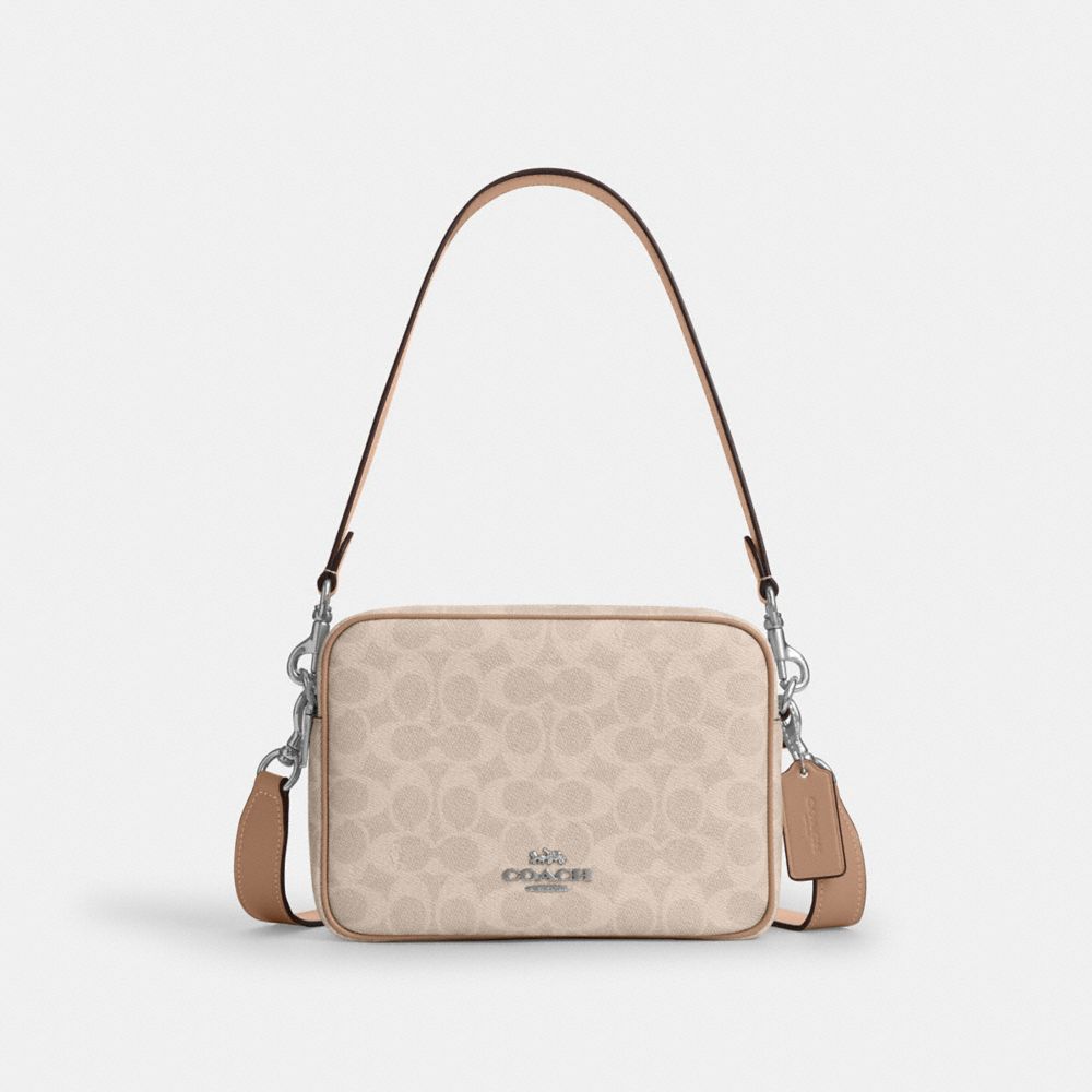 Coach Carey Crossbody Bag In Signature Canvas Silver Sand Taupe