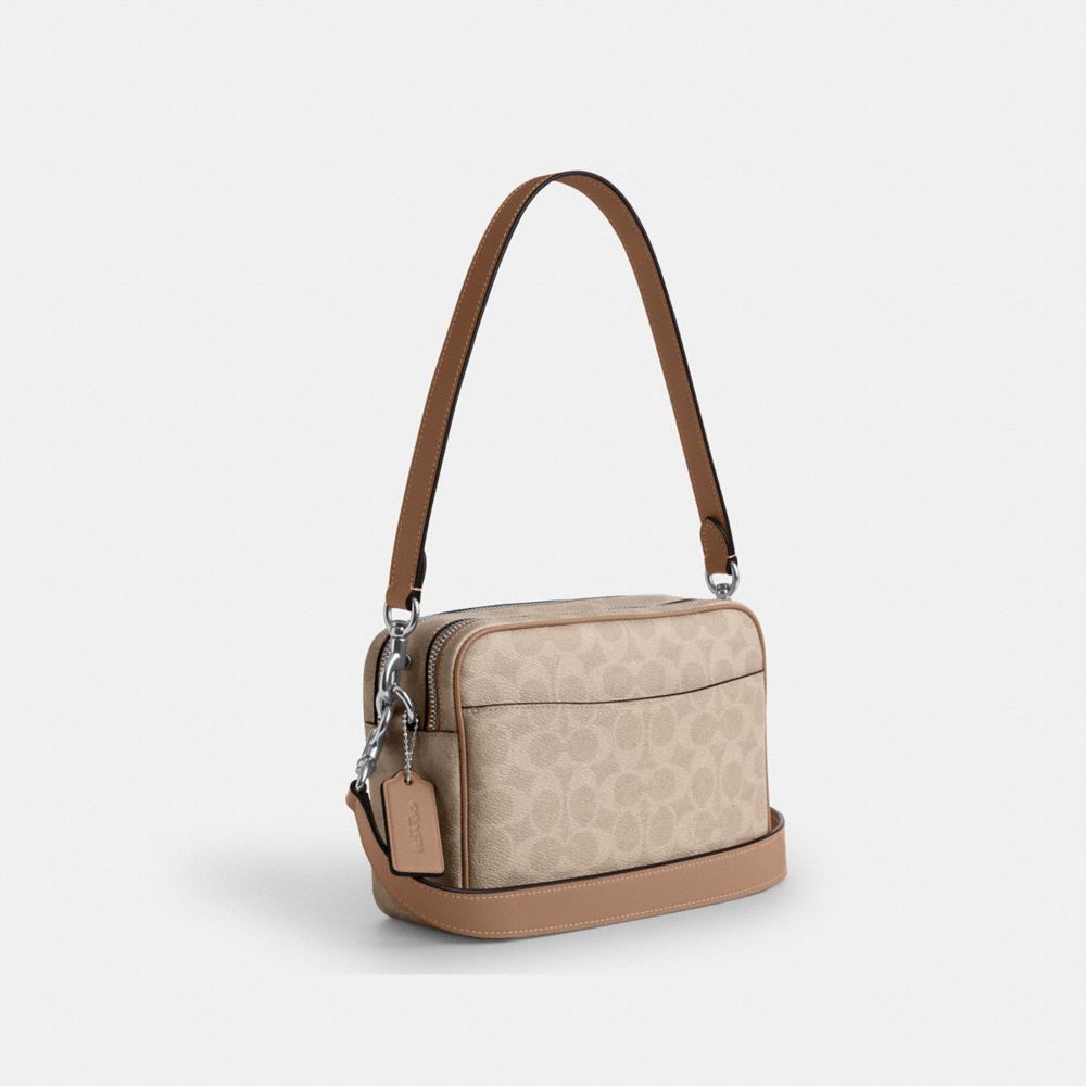 Coach Carey Crossbody Bag In Signature Canvas Silver Sand Taupe