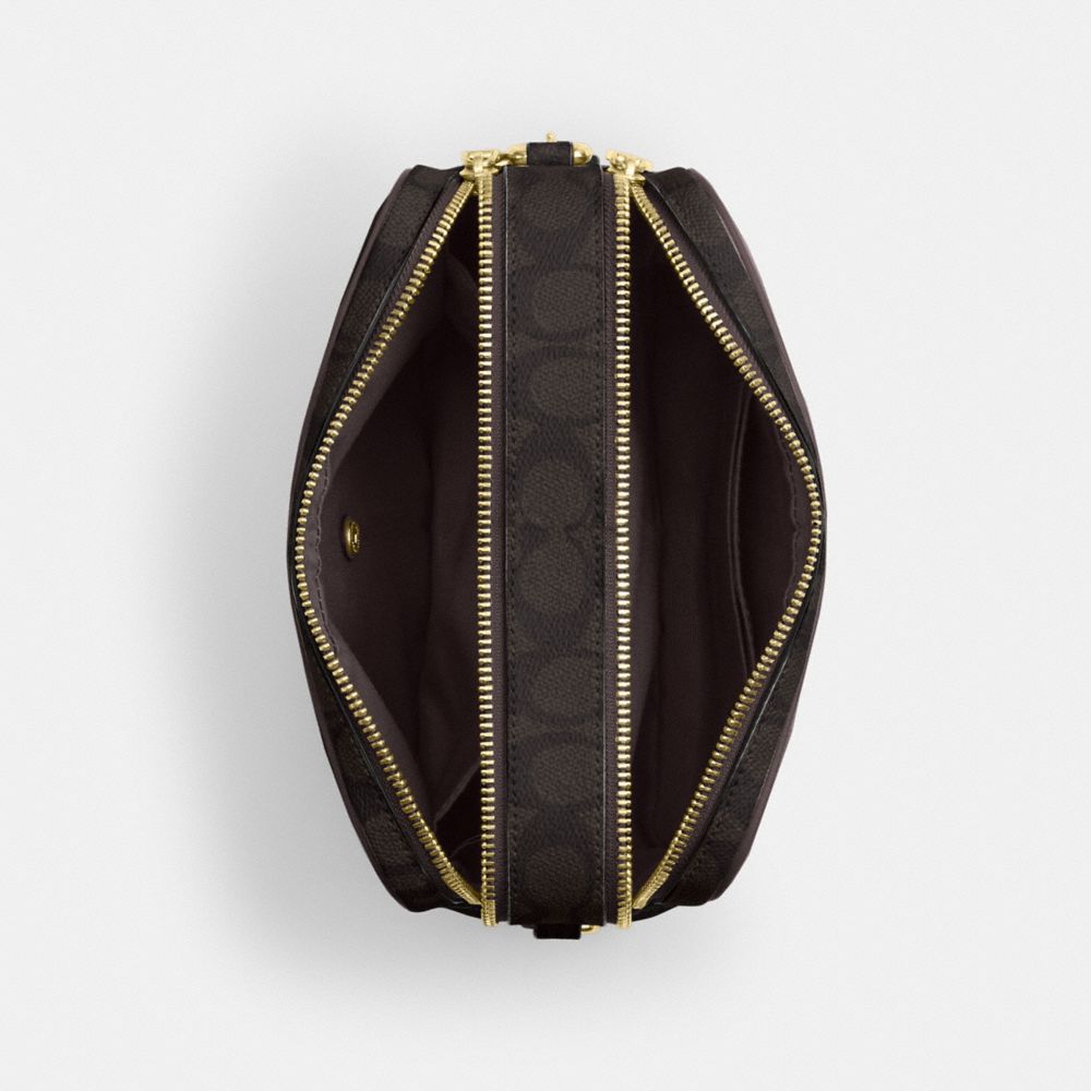 Coach Carey Crossbody Bag In Signature Canvas Gold Walnut Black