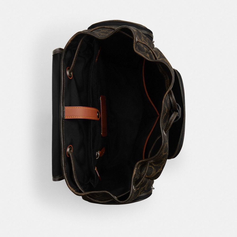 Coach Finn Backpack In Loved Signature Canvas Gunmetal Brown