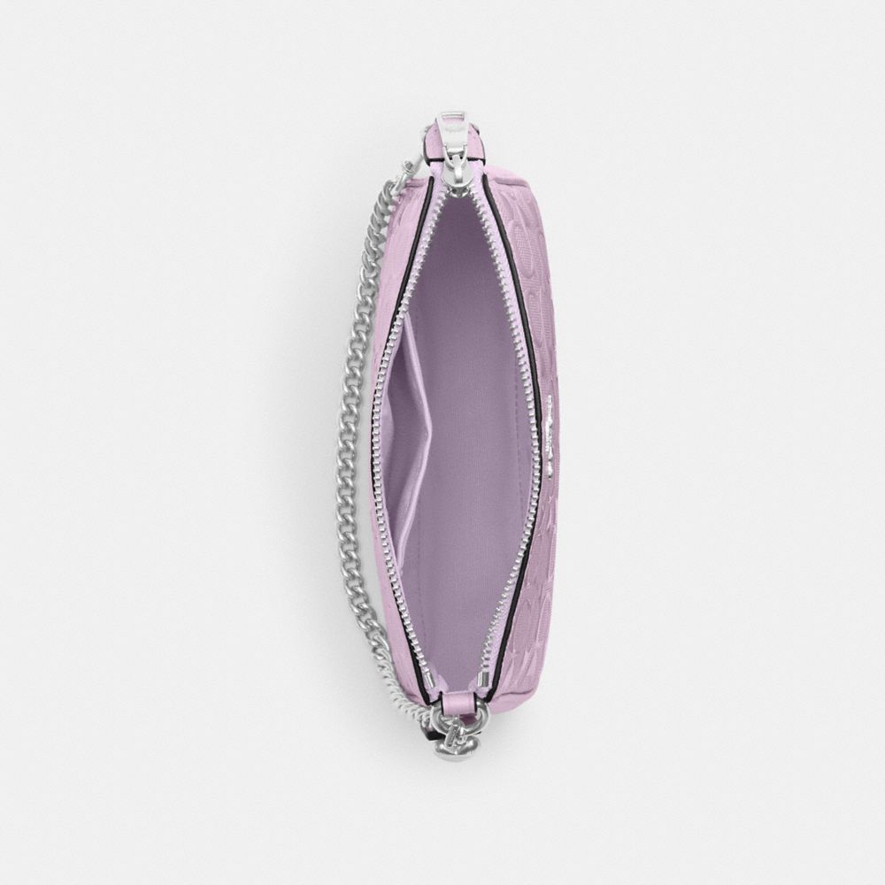 Coach Nolita 19 In Signature Leather With Heart Charm Silver Light Violet