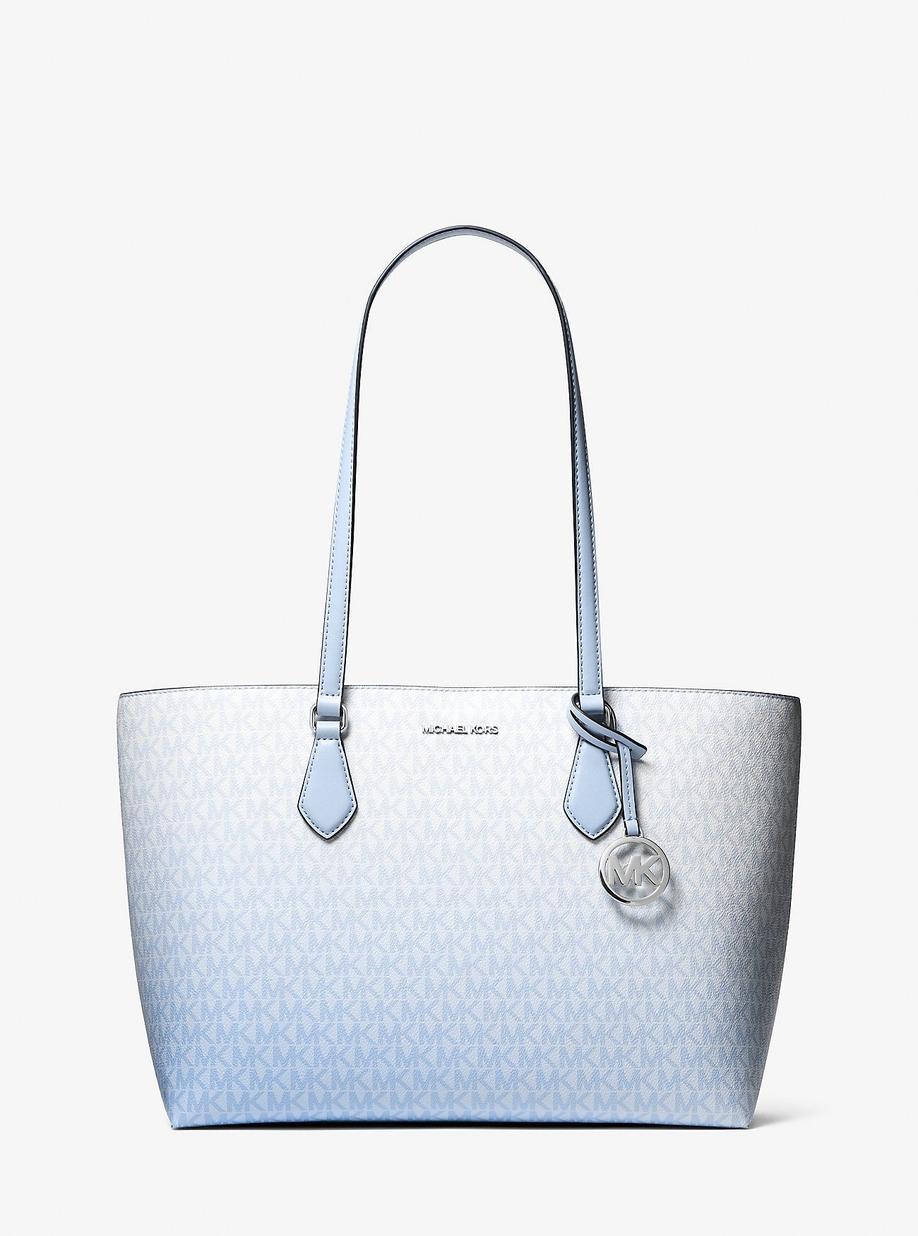 Michael Kors Sheila Large Ombre Signature Logo Tote Bag Pale Ocean