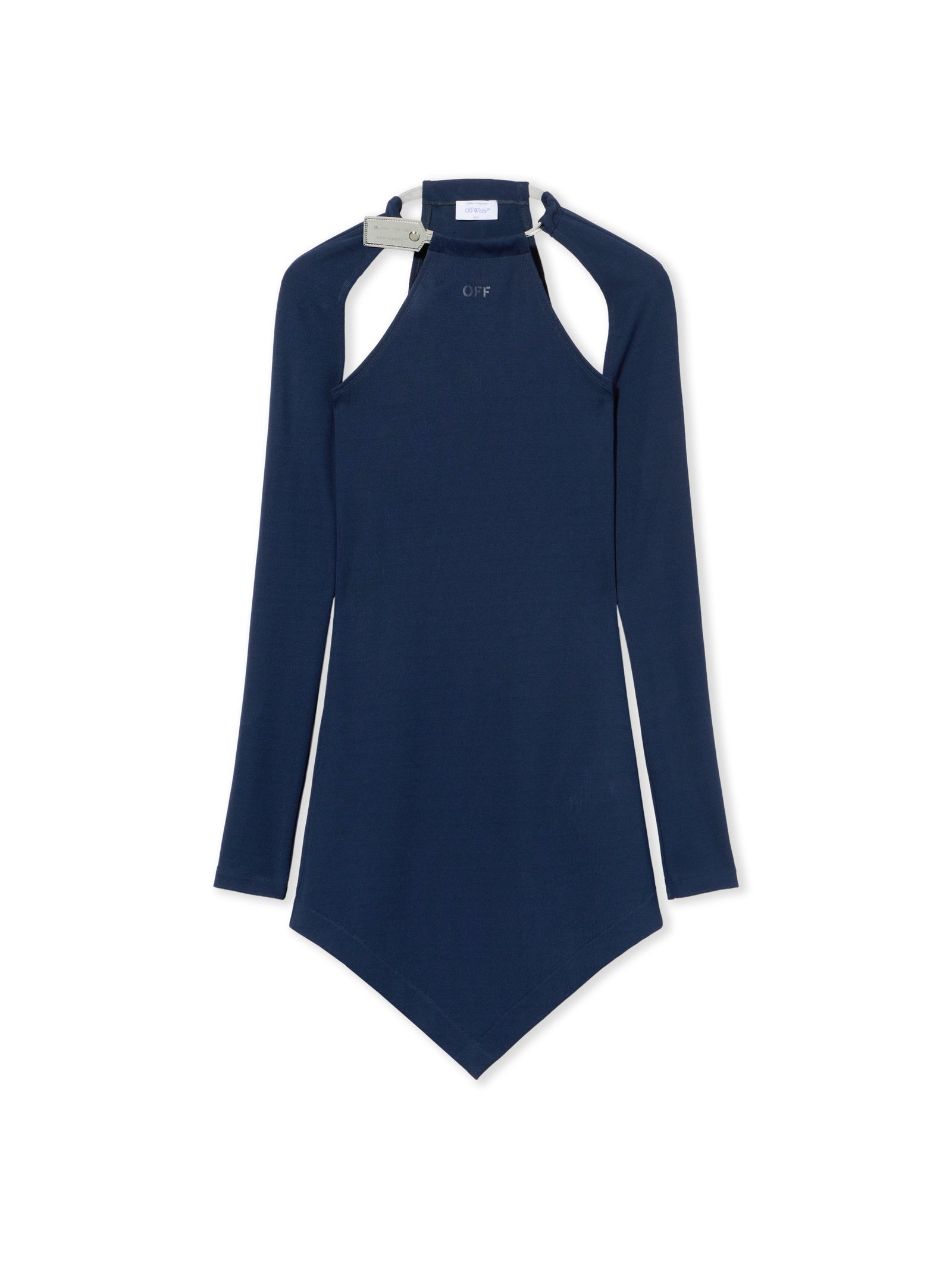 Off-White Heavy Jersey Silver Tie Mini Dress