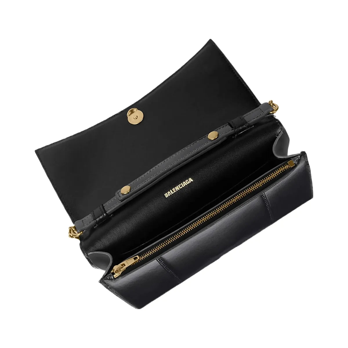 Balenciaga Hourglass Box Leather Wallet on Chain
