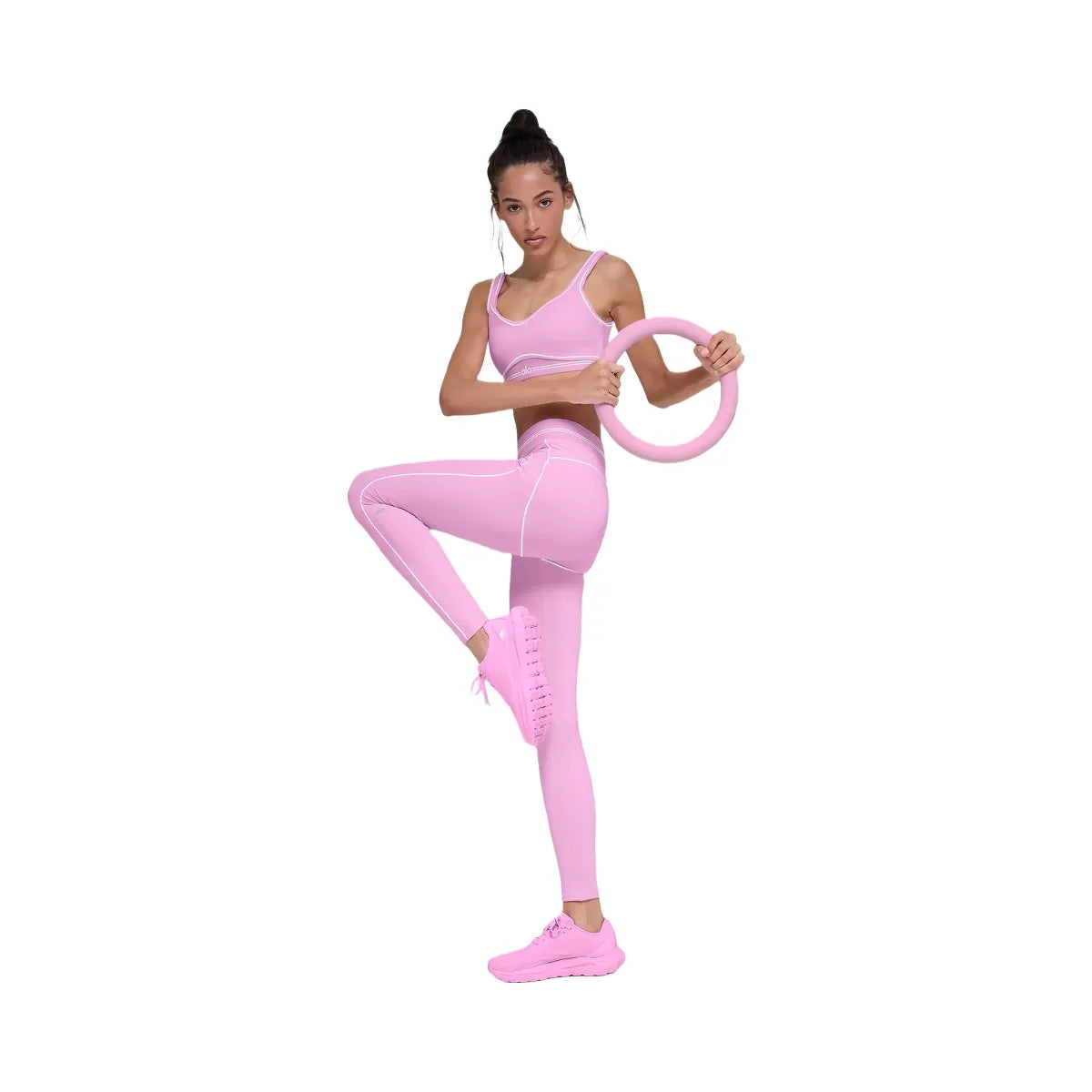 Alo Women's Airbrush High-Waist Heart Throb Legging - Candy Heart Pink/White