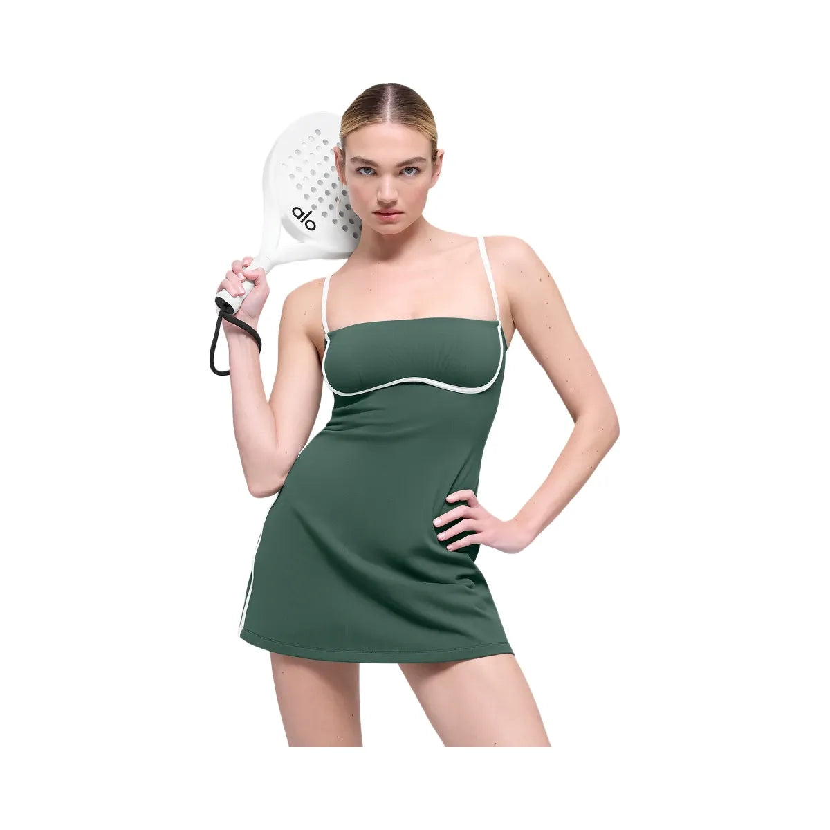 Alo Women's Airbrush Streamlined Dress - Clover Green/White