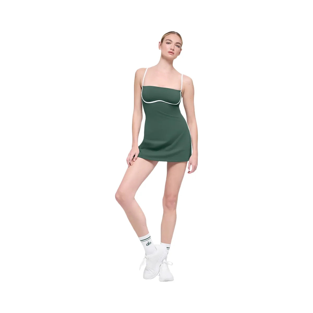 Alo Women's Airbrush Streamlined Dress - Clover Green/White