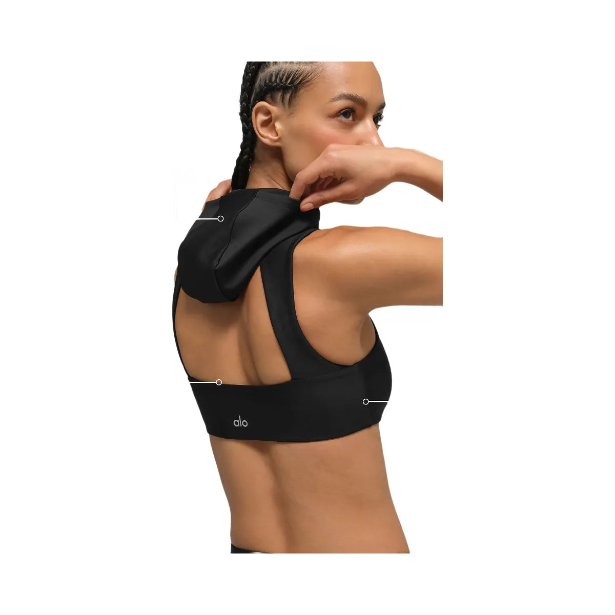 Alo Women's Airlift Light Speed Hooded Bra - Black