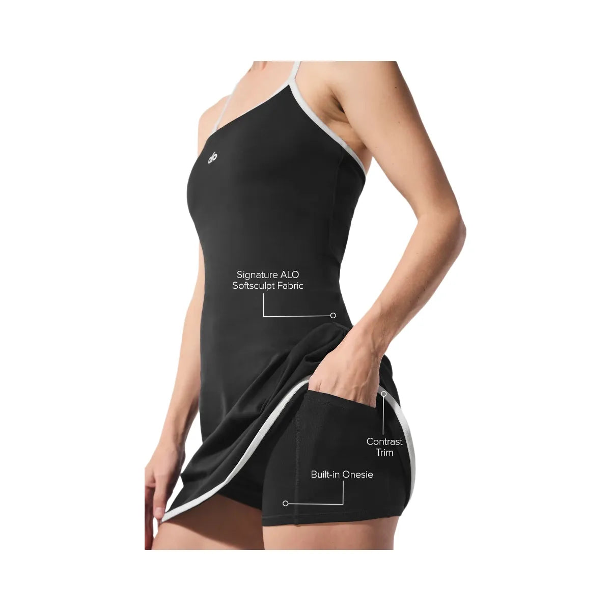 Alo Women's ALO Softsculpt Halter Tennis Dress - Black/White