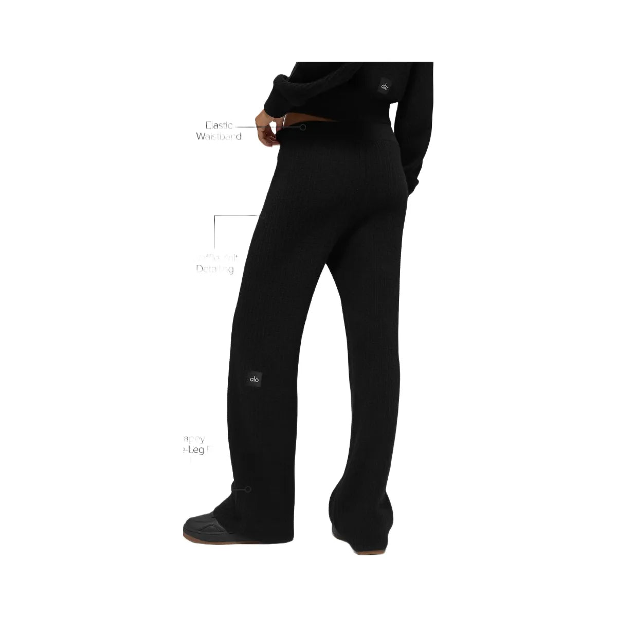 Alo Women's Cashmere High-Waist Plush Waffle Pant - Black