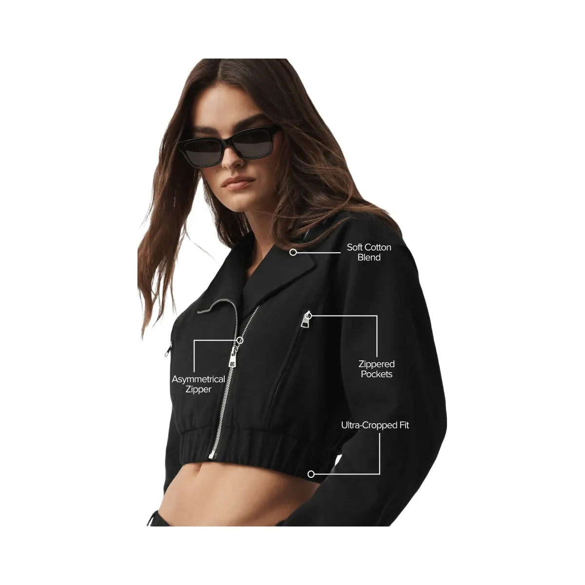 Alo Women's Cropped Cosmopolitan Jacket - Black