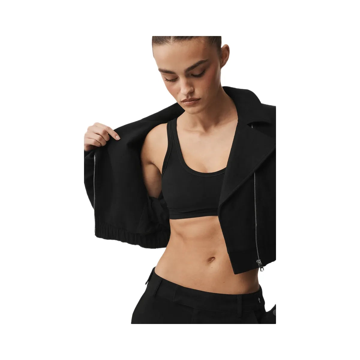 Alo Women's Cropped Cosmopolitan Jacket - Black