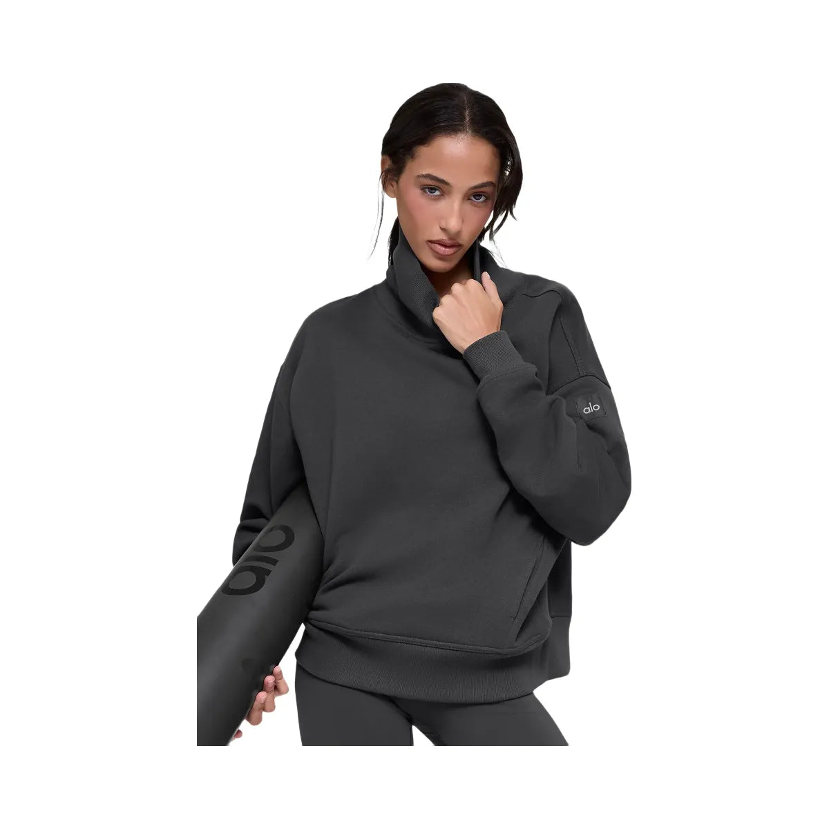 Alo Women's Hazy Mock Neck Pullover - Anthracite