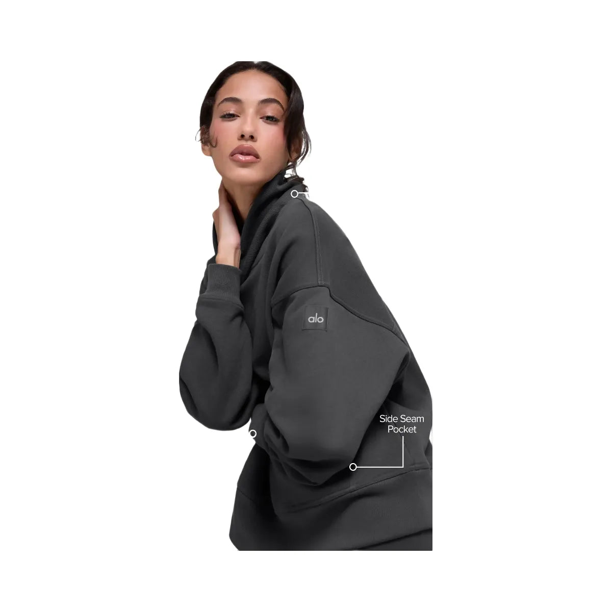 Alo Women's Hazy Mock Neck Pullover - Anthracite